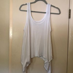 Express white flowy silver stitched tank top